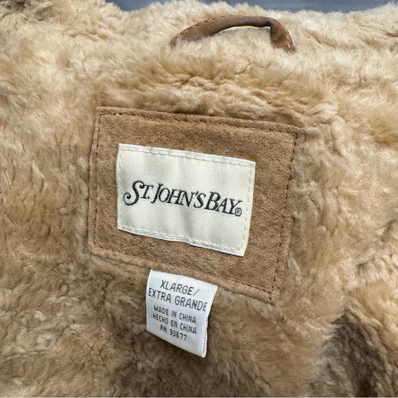 VINTAGE Penny lane meets Y2K Grunge 70's Leather faux Sherpa Fur Coat - XL Tan - Picture 7 of 9